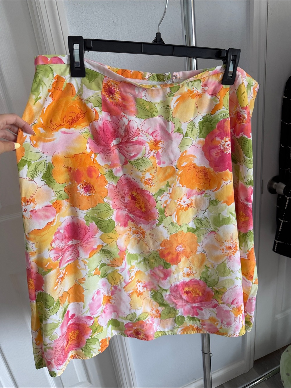 Vintage Y2K Floral A-Line Skirt in Pink & Orange